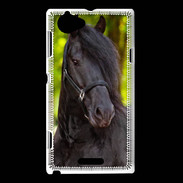 Coque Sony Xperia L Portrait de cheval noir 10