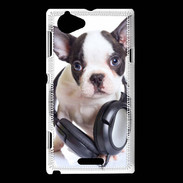 Coque Sony Xperia L Bulldog français avec casque de musique