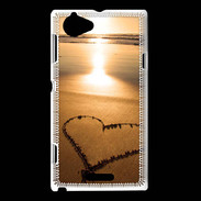 Coque Sony Xperia L Coeur sur la plage avec couché de soleil