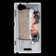 Coque Sony Xperia L Bébé dormant avec chapeau tête de chat