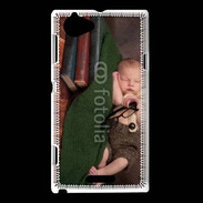 Coque Sony Xperia L Bébé dormant sur des livres