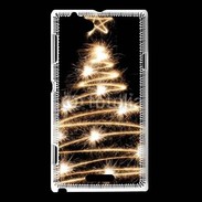 Coque Sony Xperia L Sapin de noël feu d'artifice