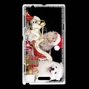 Coque Sony Xperia L Chaton et Chiot Noël