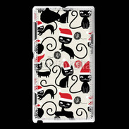 Coque Sony Xperia L Fond chat noir Noël