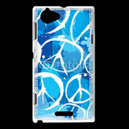 Coque Sony Xperia L Peace and love Bleu