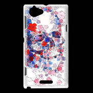 Coque Sony Xperia L Skull en fleurs