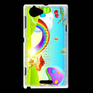 Coque Sony Xperia L Cartoon nature et arc en ciel