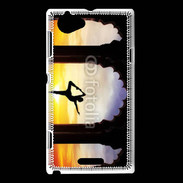 Coque Sony Xperia L Danseuse yoga temple couché de soleil