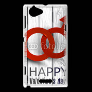 Coque Sony Xperia L Saint valentin sur fond bois
