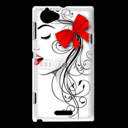 Coque Sony Xperia L Visage glamour noir et rouge