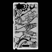Coque Sony Xperia L Tissus glamour noir et blanc