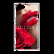 Coque Sony Xperia L Bouche et rose glamour