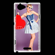 Coque Sony Xperia L femme glamour coeur style betty boop