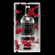 Coque Sony Xperia L Bouteille alcool pétales de rose glamour