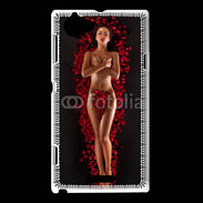 Coque Sony Xperia L Femme nue pétales de rose glamour