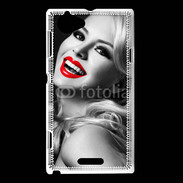 Coque Sony Xperia L Rouge à lèvres Fashion en noir et blanc