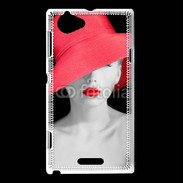 Coque Sony Xperia L Femme élégante en noire et rouge 10
