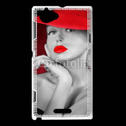 Coque Sony Xperia L Femme élégante en noire et rouge 15