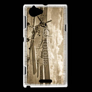 Coque Sony Xperia L Vieux biplans en noir et blanc