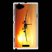Coque Sony Xperia L Avion de ligne et couché de soleil