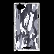 Coque Sony Xperia L Camouflage gris et blanc