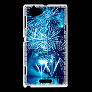 Coque Sony Xperia L Feu d'artifice en noir et bleu
