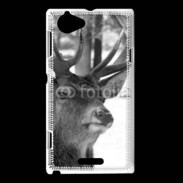 Coque Sony Xperia L Tête de Cerf en noir et blanc