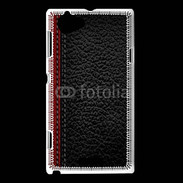 Coque Sony Xperia L Effet cuir noir et rouge