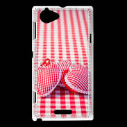Coque Sony Xperia L Mode vichy et petit coeur