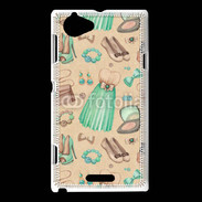 Coque Sony Xperia L Fond fashion vert et marron