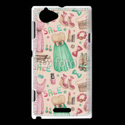 Coque Sony Xperia L Fond fashion rose et vert 2