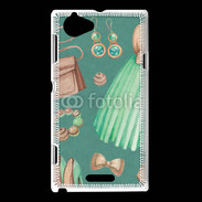 Coque Sony Xperia L Fond fashion vert et marron 2
