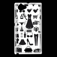 Coque Sony Xperia L Fond fashion noir et blanc 2