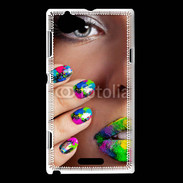 Coque Sony Xperia L Bouche et ongles multicouleurs 5