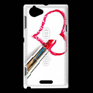 Coque Sony Xperia L Coeur avec rouge à lèvres