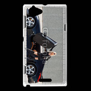 Coque Sony Xperia L Femme blonde sexy voiture noire 3