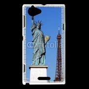 Coque Sony Xperia L Statue de la liberté et tour Eiffel
