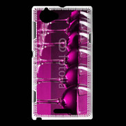 Coque Sony Xperia L Verre de vin sur fond rose