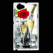 Coque Sony Xperia L Champagne et rose rouge