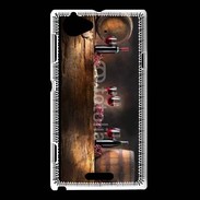 Coque Sony Xperia L Vin rouge et tonneaux