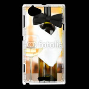 Coque Sony Xperia L Vin blanc et noeud papillon