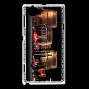 Coque Sony Xperia L Vin rouge et tonneaux 2