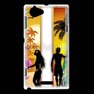 Coque Sony Xperia L Surfer et fille sur la plage