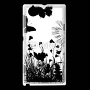 Coque Sony Xperia L Papillon en noir et blanc