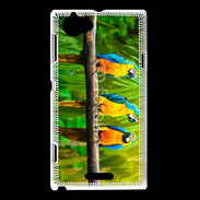 Coque Sony Xperia L Trois perroquets bleu et jaune