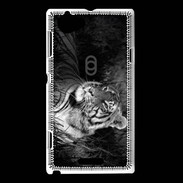 Coque Sony Xperia L Tigre du Bengale en noir et blanc