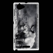 Coque Sony Xperia L Rhinocéros noir et blanc