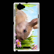Coque Sony Xperia L Lapin et fleurs