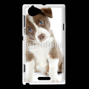 Coque Sony Xperia L Chiot Colley marron et blanc