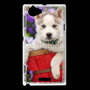 Coque Sony Xperia L Portrait chiot Husky de Sibérie 1